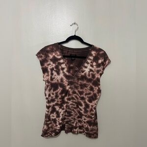 CALVIN KLEIN | V-Neck Brown Tie-Dye Tee, Size XL